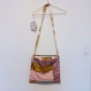 NEW Homemade Patchwork Shoulder Bag - Pink and Brown with thick fleece lining 💼